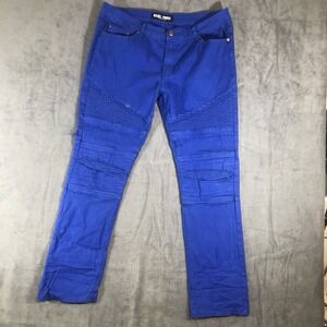 Rebel Minds Men's Blue Jeans Skinny Fit, Size 38 X 32 Distressed Stacked Look